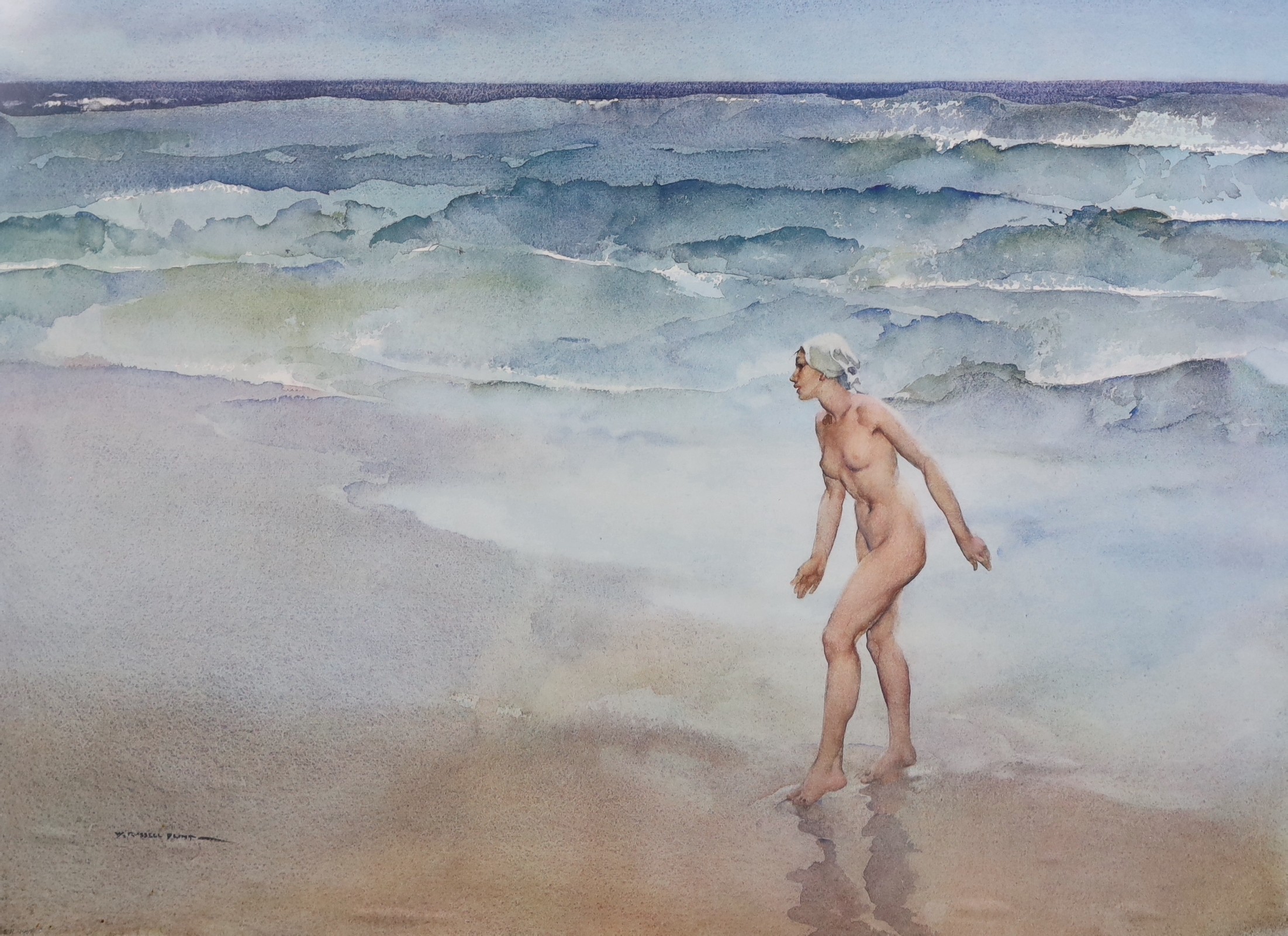 Sir William Russell Flint, signed limited edition print, 'Waves', 48 x 63cm